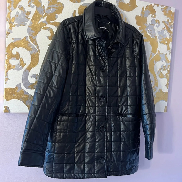 Sam Edelman Size Large Black Faux Leather Quilted Jacket‎ - Picture 4 of 12